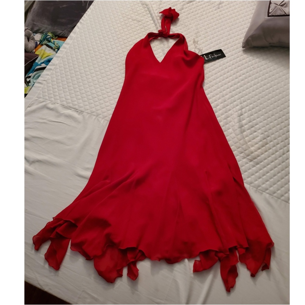 Red halter party dress